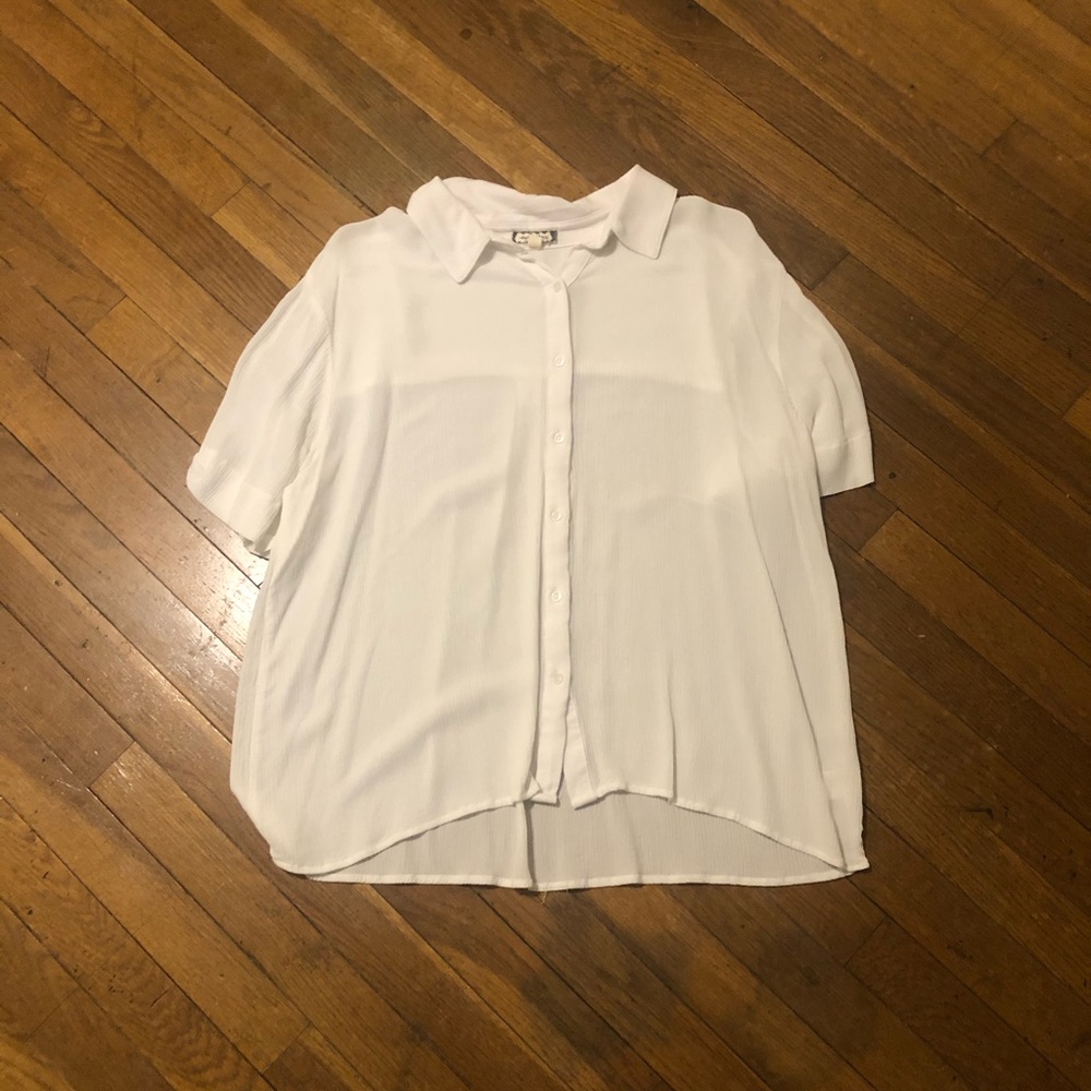 Oversized White Collared Button Up